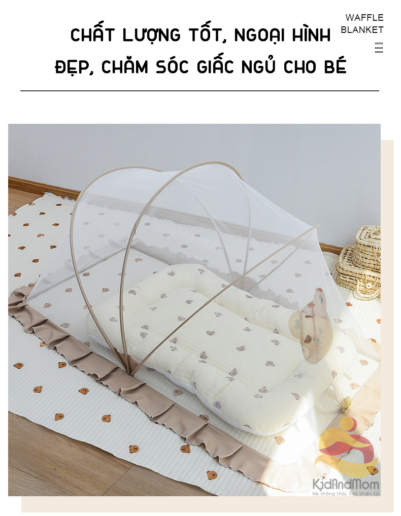 Mô tả Màn chống muỗi cho bé màn chụp gấp gọn KidAndMom phong cách Hàn Quốc che chắn cho trẻ ngủ ngon - 3