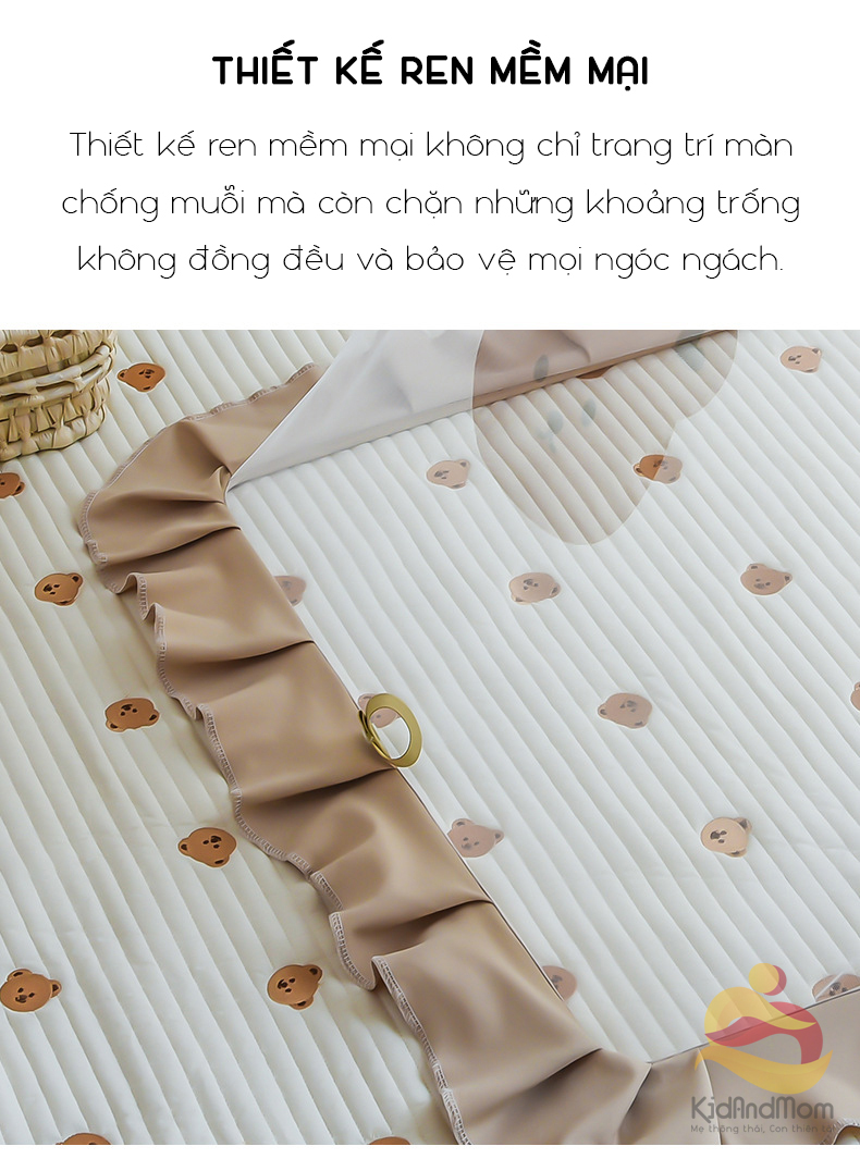 Mô tả Màn chống muỗi cho bé màn chụp gấp gọn KidAndMom phong cách Hàn Quốc che chắn cho trẻ ngủ ngon - 6