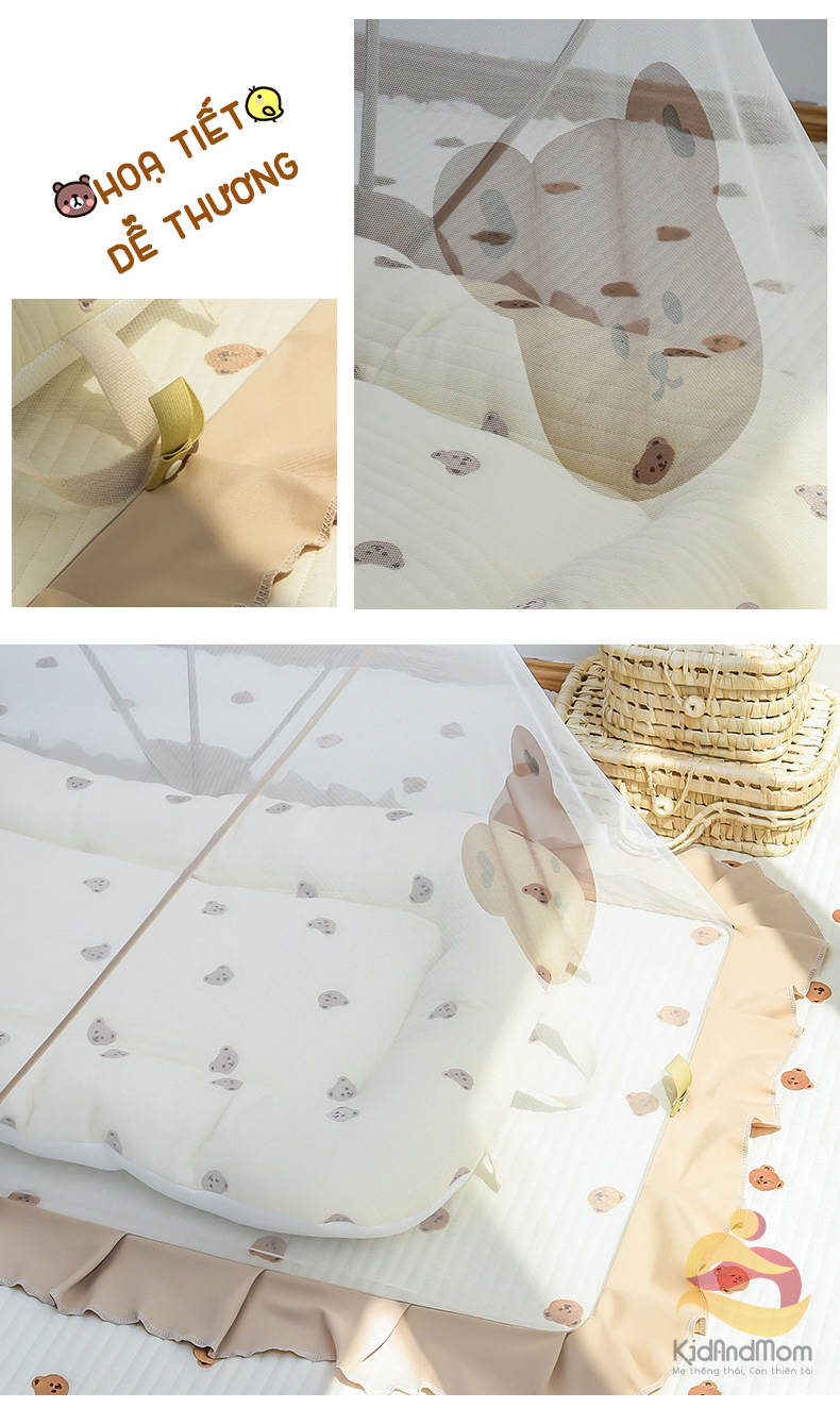 Mô tả Màn chống muỗi cho bé màn chụp gấp gọn KidAndMom phong cách Hàn Quốc che chắn cho trẻ ngủ ngon - 7