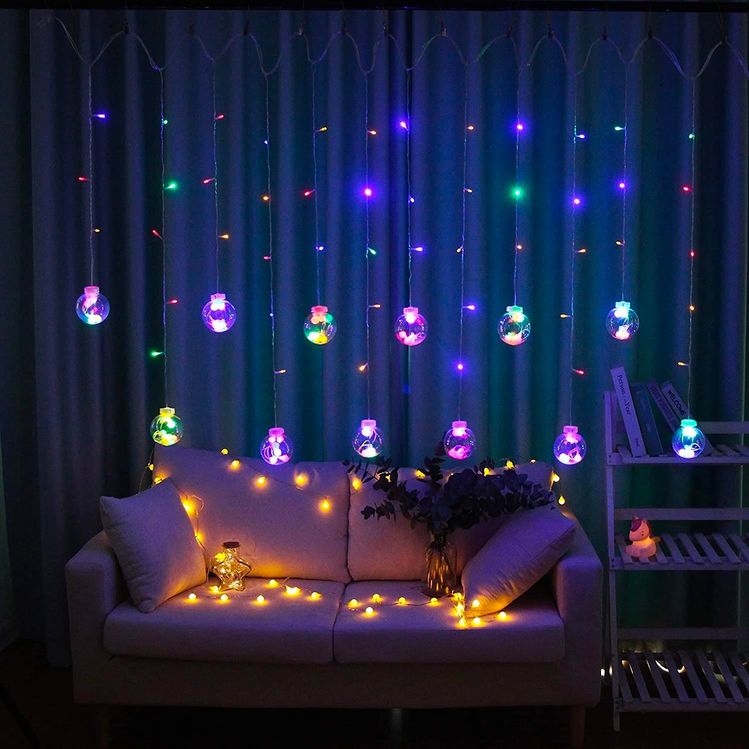 Dây đèn LED rèm trăng sao ngang dài 3m chống thấm nước trang trí ngoài ...