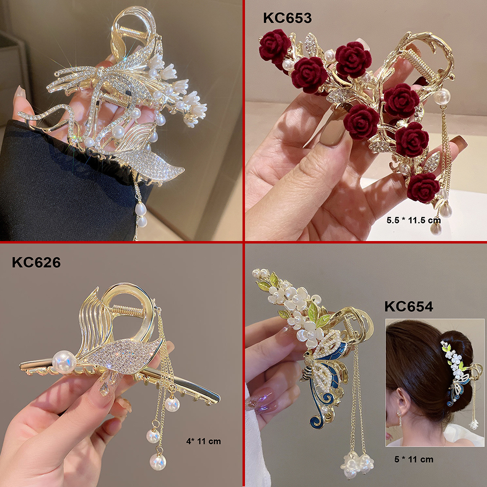 Mô tả GOTI - Kẹp Càng Cua Lớn Hình Hoa Trắng Lá Xanh Đính Hạt Xinh Xắn Quà Tặng Nữ 20/10 8/3 – Phụ Kiện Tóc Thanh Lịch KC609 - 4