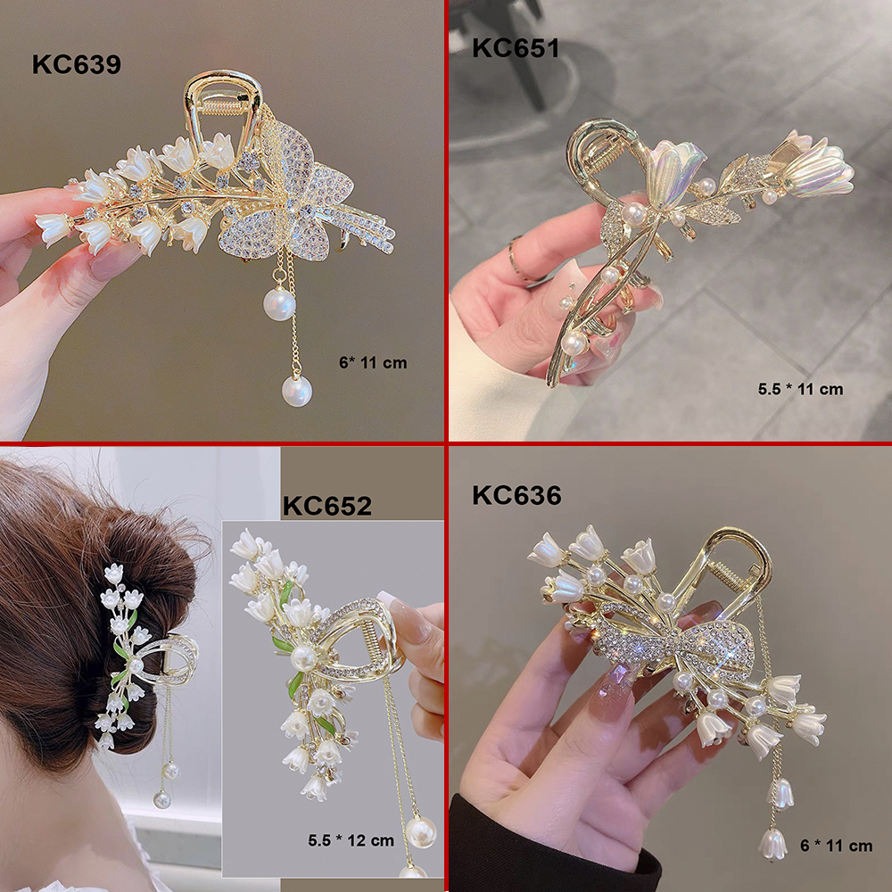 Mô tả GOTI - Kẹp Càng Cua Lớn Hình Hoa Trắng Lá Xanh Đính Hạt Xinh Xắn Quà Tặng Nữ 20/10 8/3 – Phụ Kiện Tóc Thanh Lịch KC609 - 6