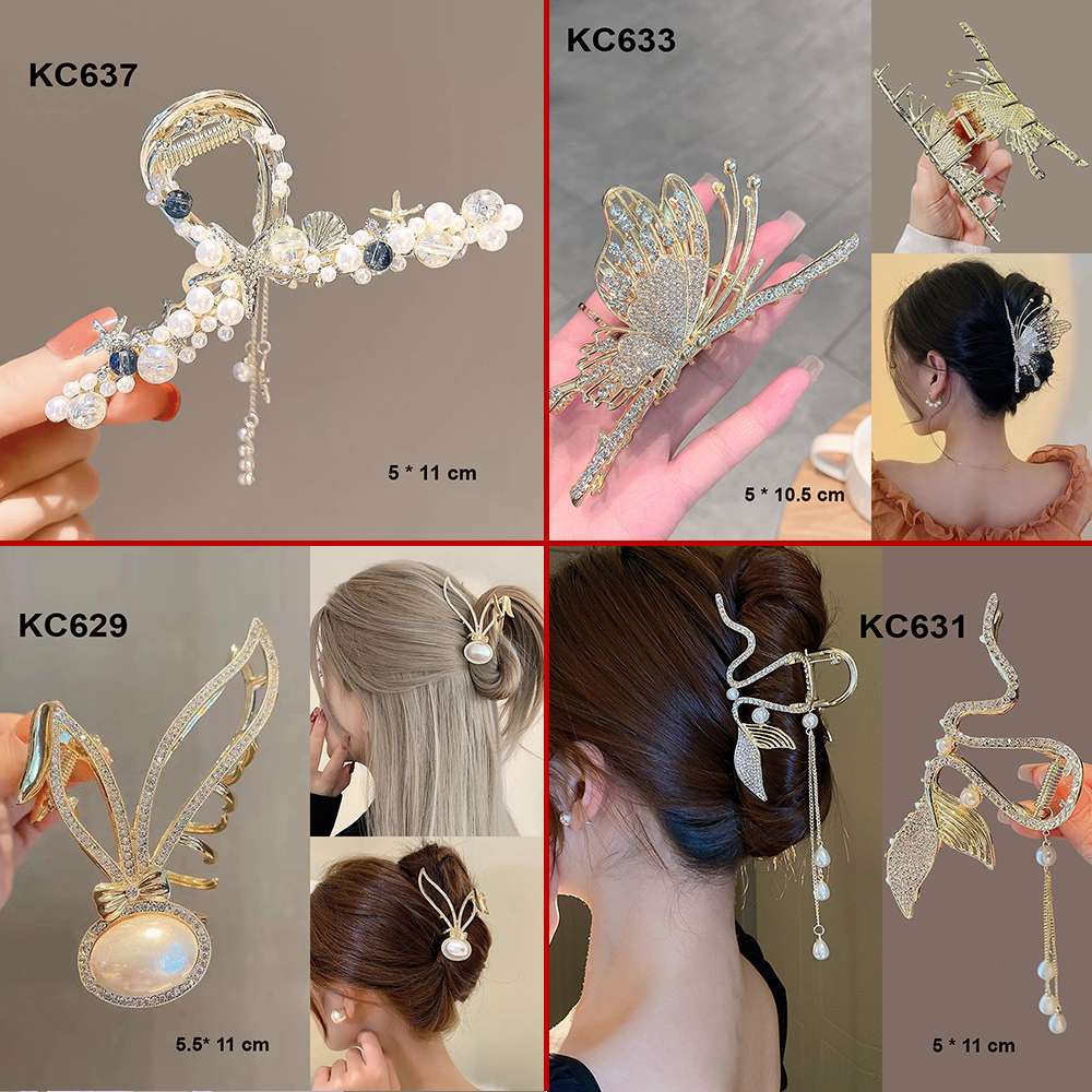 Mô tả GOTI - Kẹp Càng Cua Lớn Hình Hoa Trắng Lá Xanh Đính Hạt Xinh Xắn Quà Tặng Nữ 20/10 8/3 – Phụ Kiện Tóc Thanh Lịch KC609 - 7