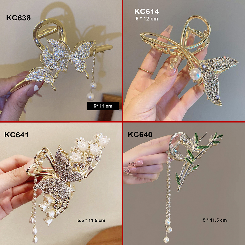 Mô tả GOTI - Kẹp Càng Cua Lớn Hình Hoa Trắng Lá Xanh Đính Hạt Xinh Xắn Quà Tặng Nữ 20/10 8/3 – Phụ Kiện Tóc Thanh Lịch KC609 - 8