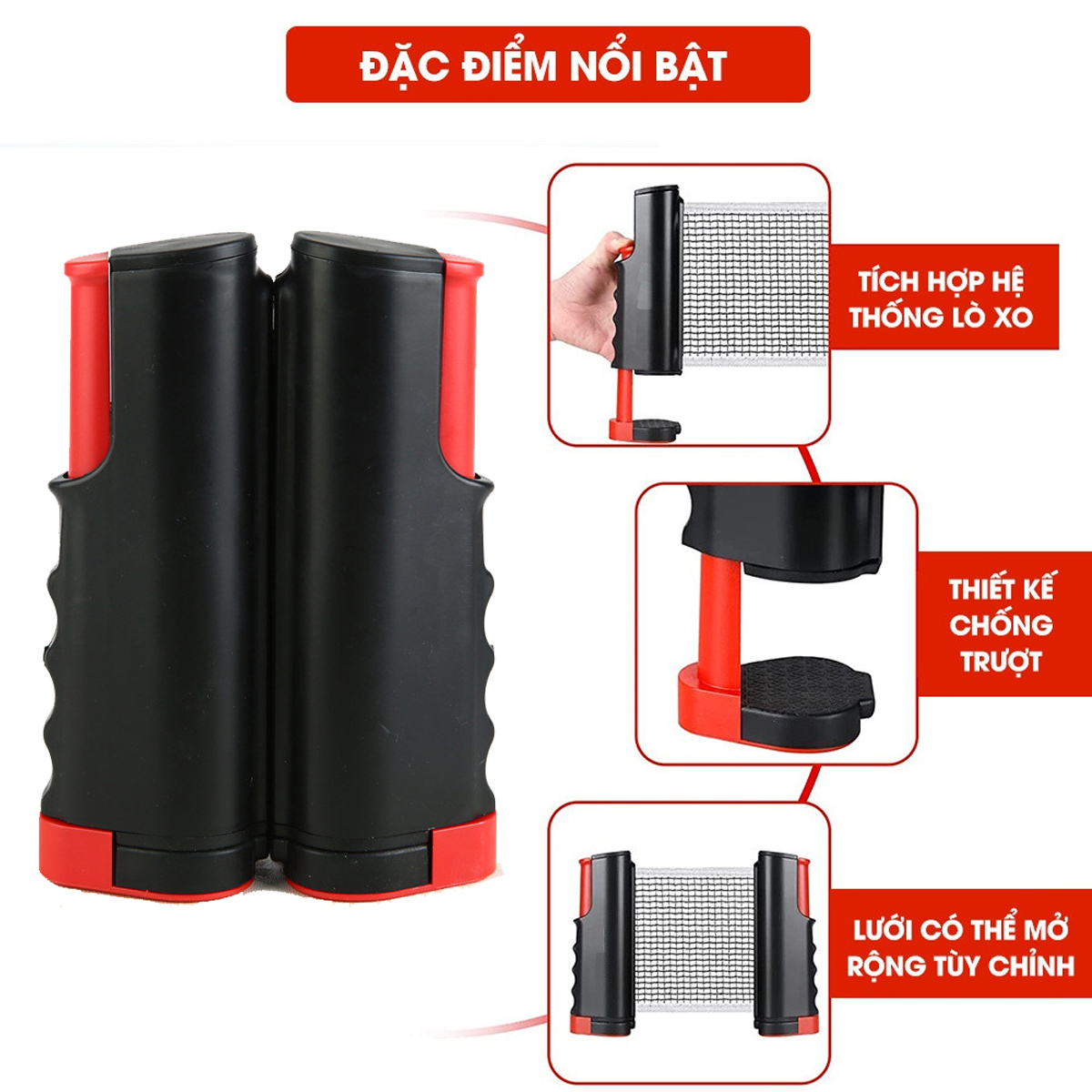 Mô tả Combo 2 Vợt Bóng Bàn Tặng Kèm 3 Quả Bóng Bàn + Kẹp Trụ Lưới Bóng Bàn Rút Gọn Nhựa ABS 1,7m Chính Hãng Amalife - 7