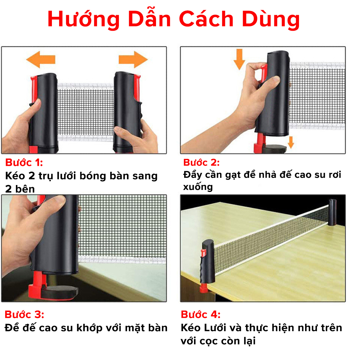 Mô tả Combo 2 Vợt Bóng Bàn Tặng Kèm 3 Quả Bóng Bàn + Kẹp Trụ Lưới Bóng Bàn Rút Gọn Nhựa ABS 1,7m Chính Hãng Amalife - 8