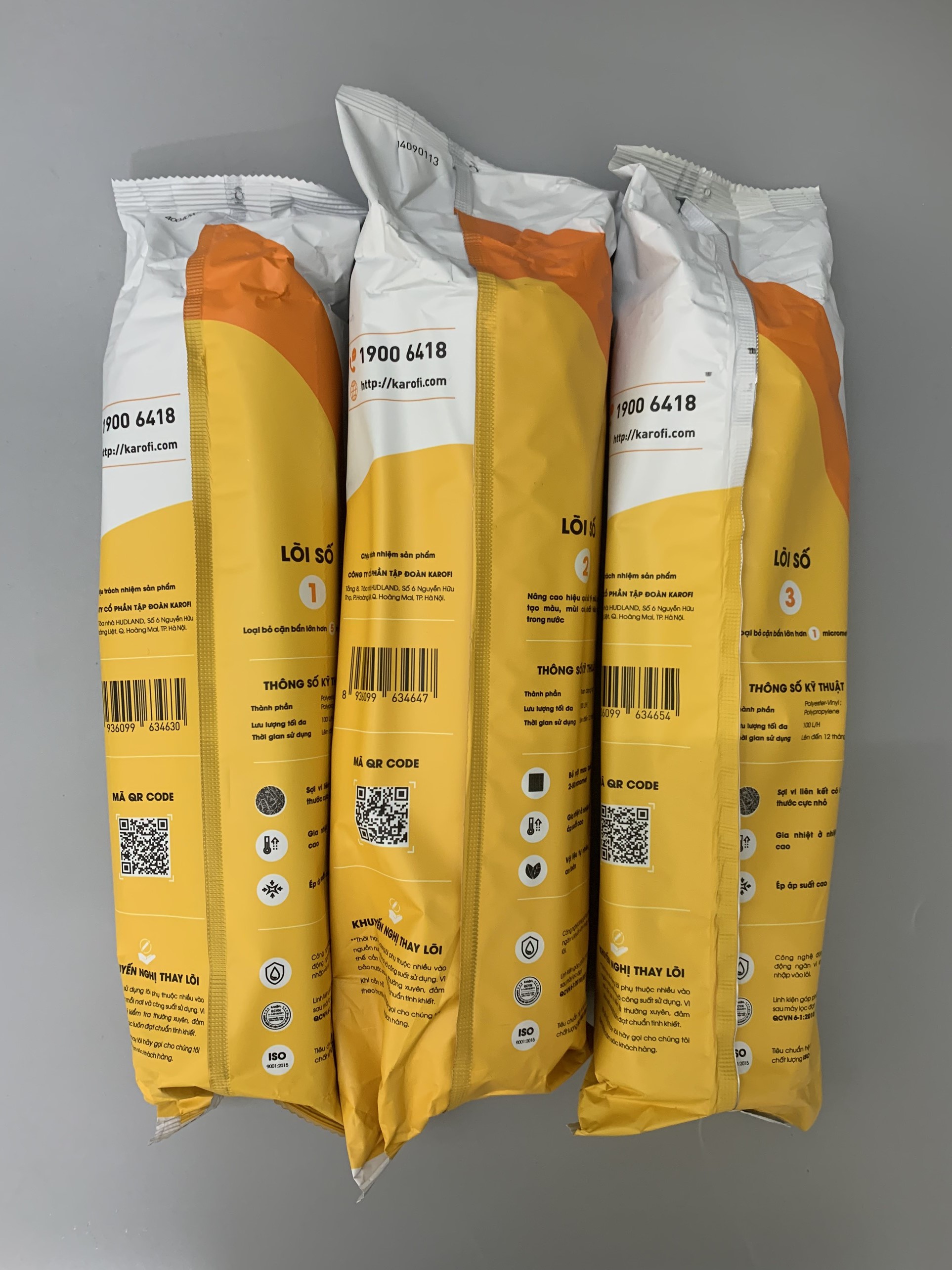 Combo 3 Lõi 123 Livotec Karofi Mẫu Mới Có Vỏ Ngoài Và QR Kiểm Tra Chính Hãng - Lõi Lọc Thô Dùng Cho Máy Lọc Nước RO