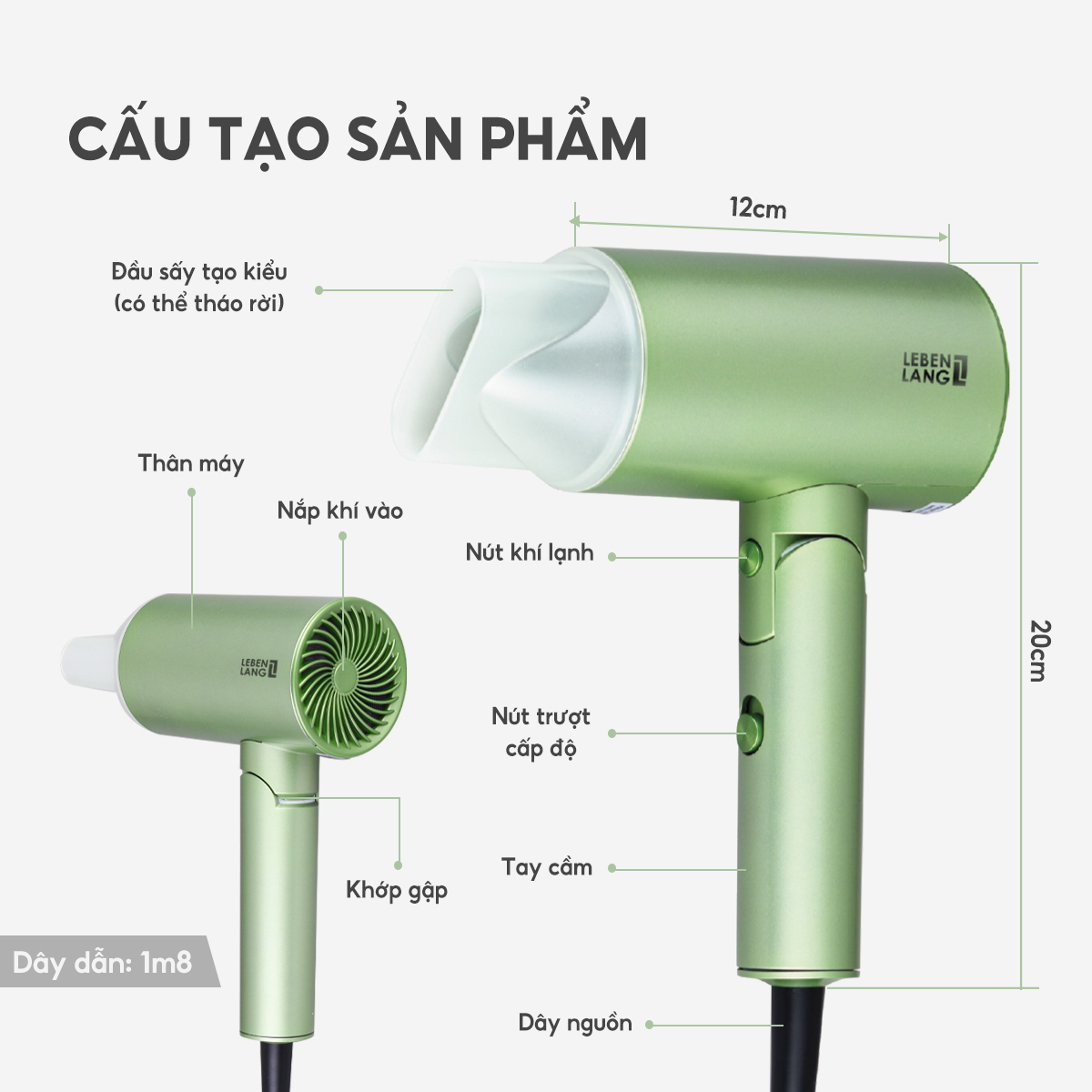 Hướng dẫn sử dụng máy sấy tóc Lebenlang LBL3033