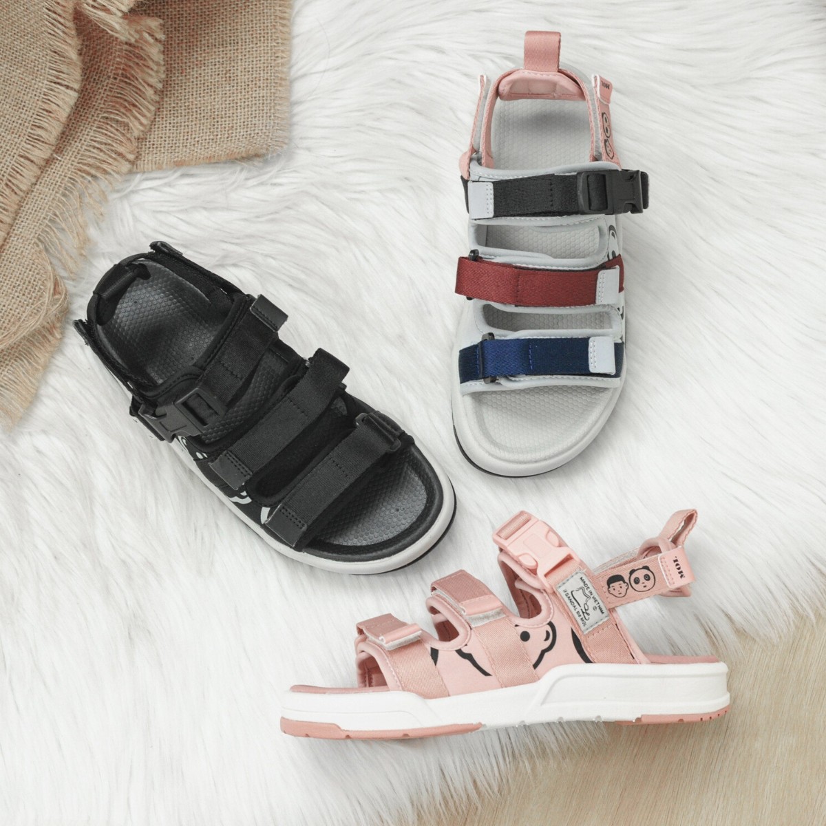 Mô tả Sandal nữ MOL 3 quai ngang MS1801Be màu hồng phấn - 2