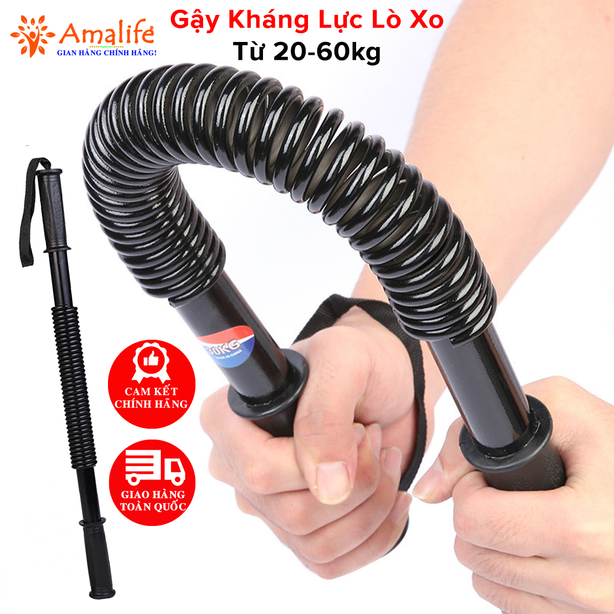 Mô tả Gậy Bẻ Lò Xo 40kg + Kìm Bóp Tay Đếm Số + Dây Nhảy Lõi Thép, Combo Thanh Lò Xo 40kg Kháng Lực Chính Hãng Amalife - 9