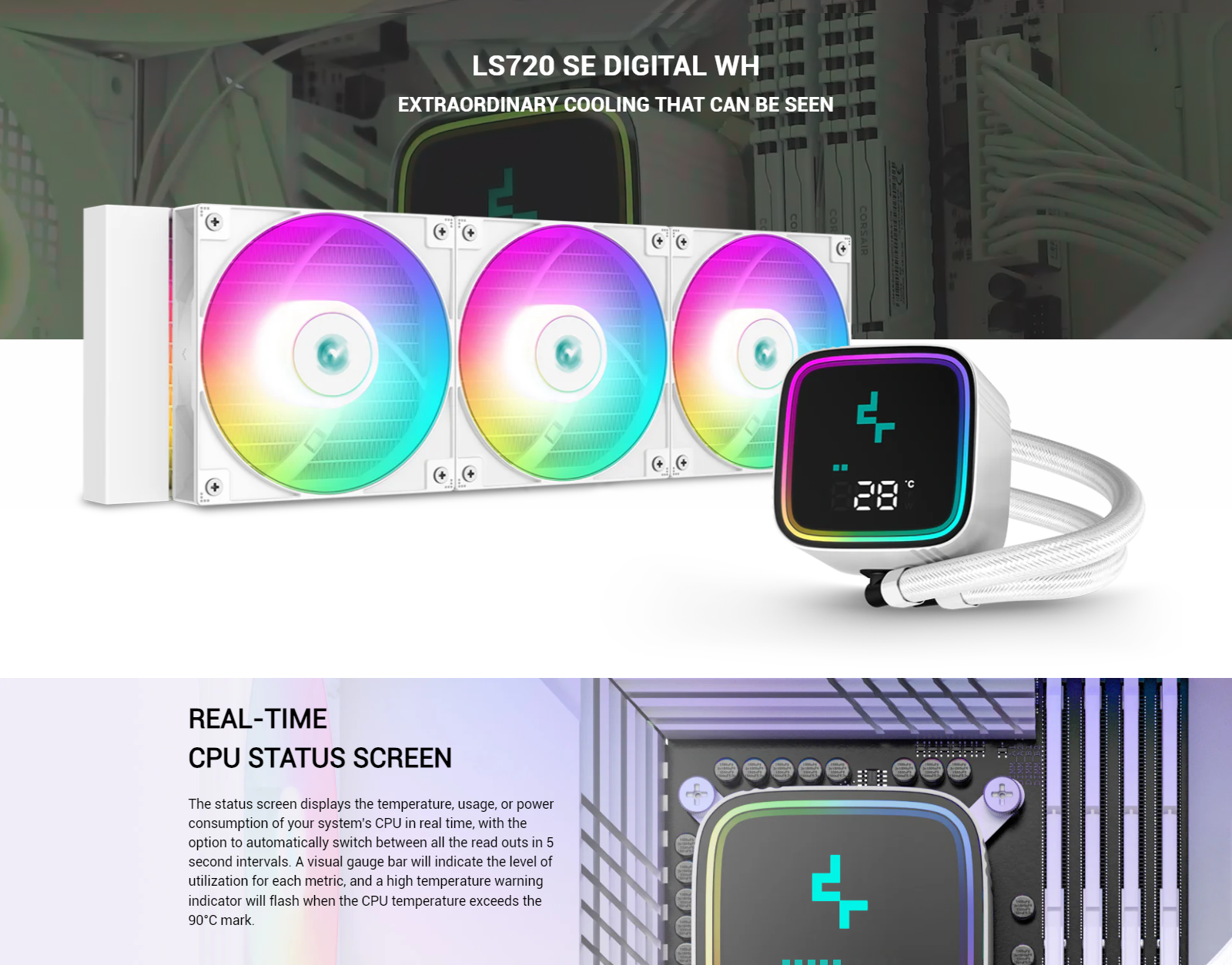 Tản nhiệt nước CPU Deepcool LS720 SE DIGITAL WHITE [NEW] | Shopee Việt Nam