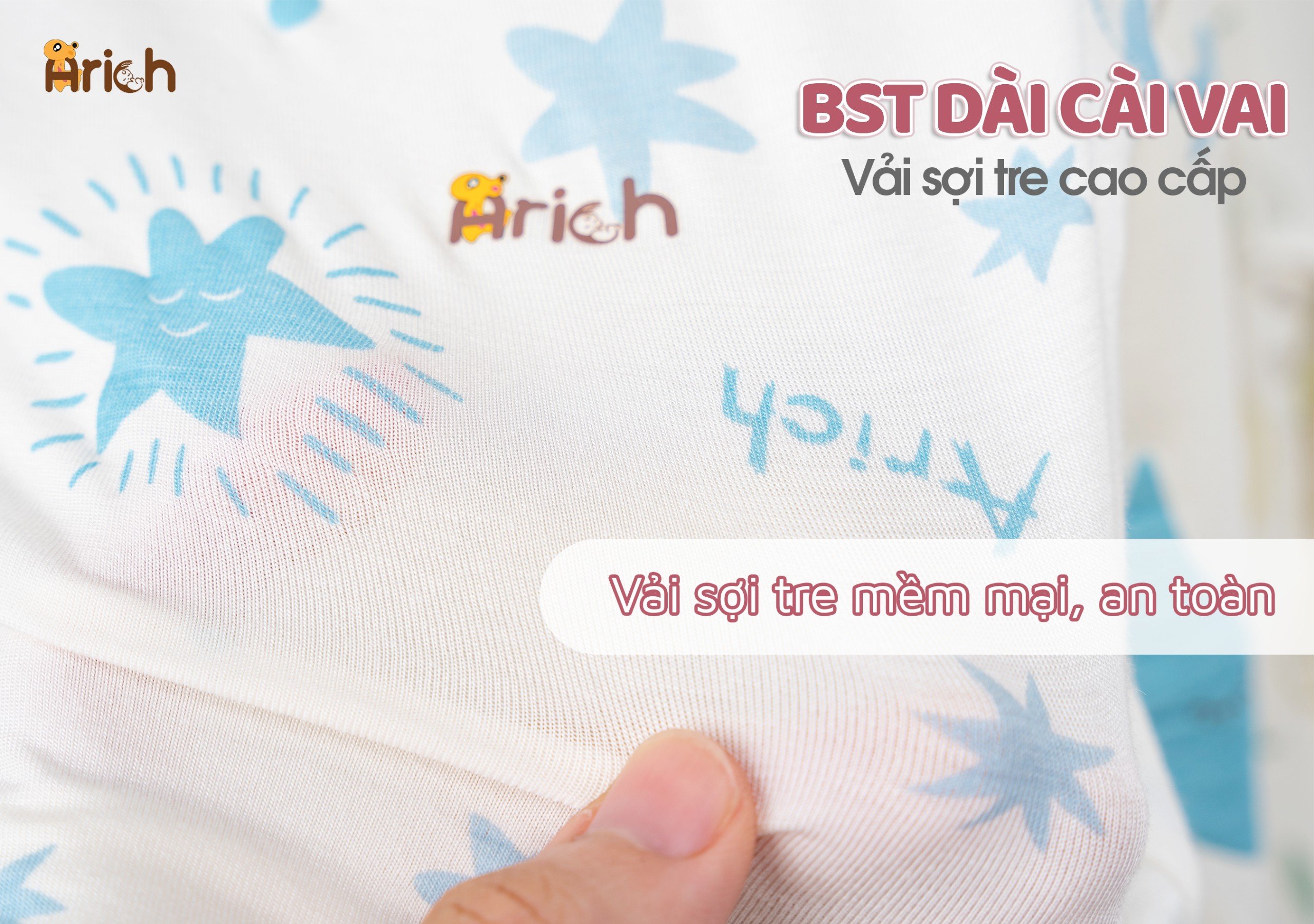 Mô tả Bộ dài tay cài vai trẻ em in Hoạ tiết, vải sợi tre Arich (size 9-12m đến 5-6y) - 2