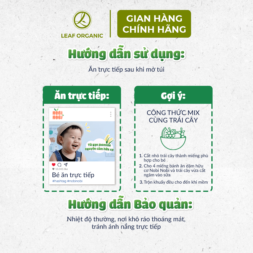 Mô tả BÁNH GẠO ĂN DẶM HỮU CƠ Nobi Nobi 15g - CHO BÉ TỪ 8 THÁNG TUỔI - 1