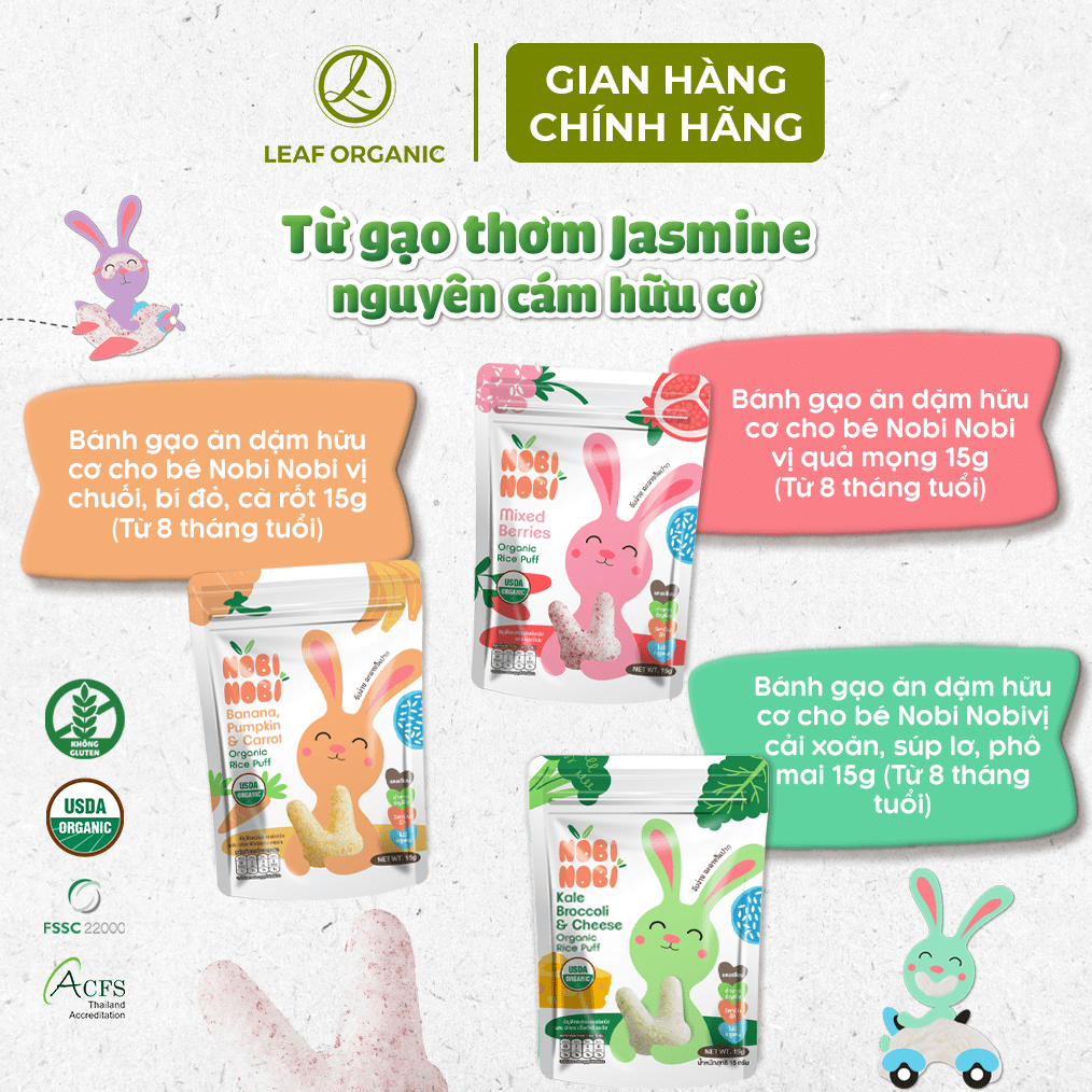 Mô tả BÁNH GẠO ĂN DẶM HỮU CƠ Nobi Nobi 15g - CHO BÉ TỪ 8 THÁNG TUỔI - 2