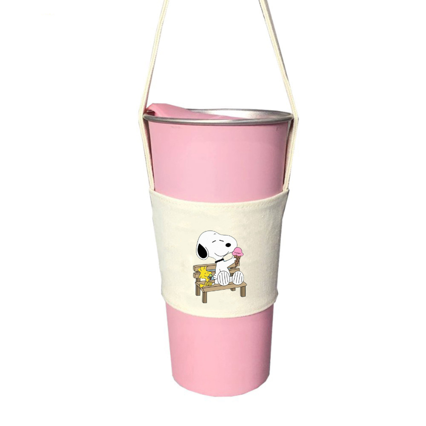 Mô tả Túi treo ly cốc (cup holder) Ginko Canvas in hình Snoopy Cute ( nhiều size) - 5
