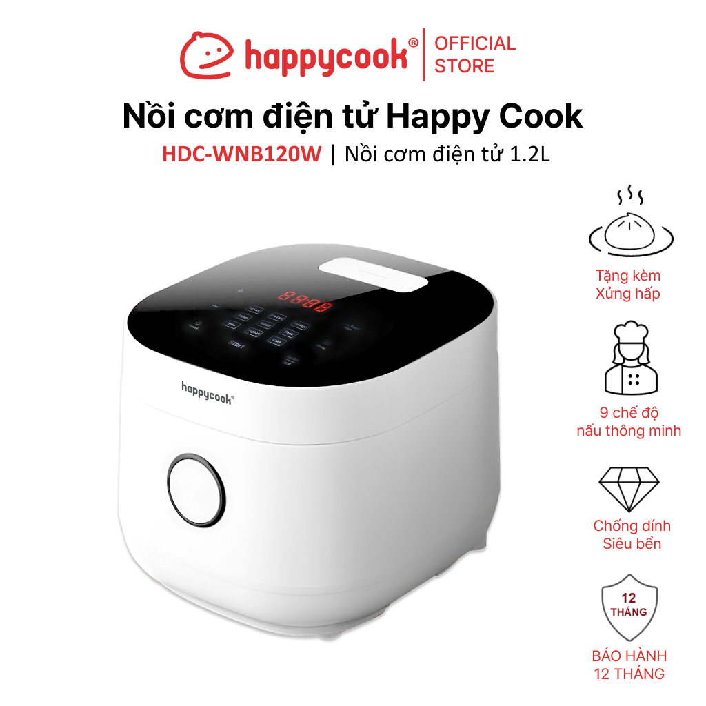 Mô tả Nồi cơm điện tử 1.2L HAPPYCOOK, HDC-WNB120W - 1