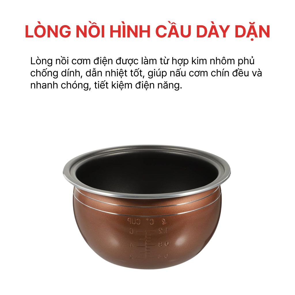 Mô tả Nồi cơm điện tử 1.2L HAPPYCOOK, HDC-WNB120W - 4