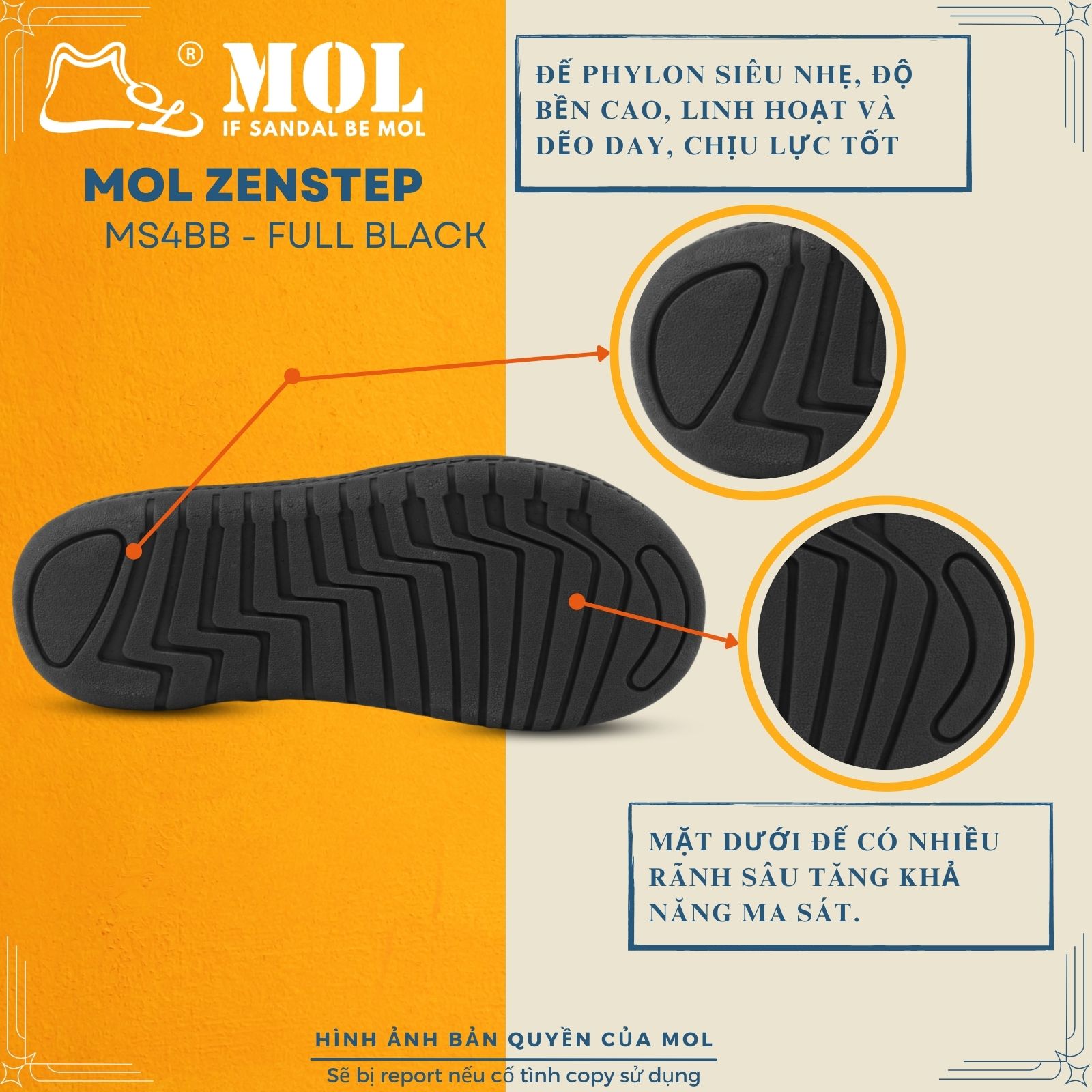 Mô tả Sandal MOL Zenstep nam nữ unisex MS4BB 3 quai ngang ( Form nhỏ, khách lưu ý lấy tăng 1 size) - 4