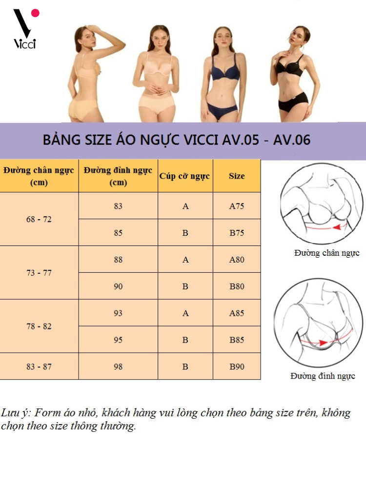 Mô tả Áo ngực nữ Vicci AV.05- AV.06 mỏng, nhẹ, có gọng ôm ngực màu Da - 8