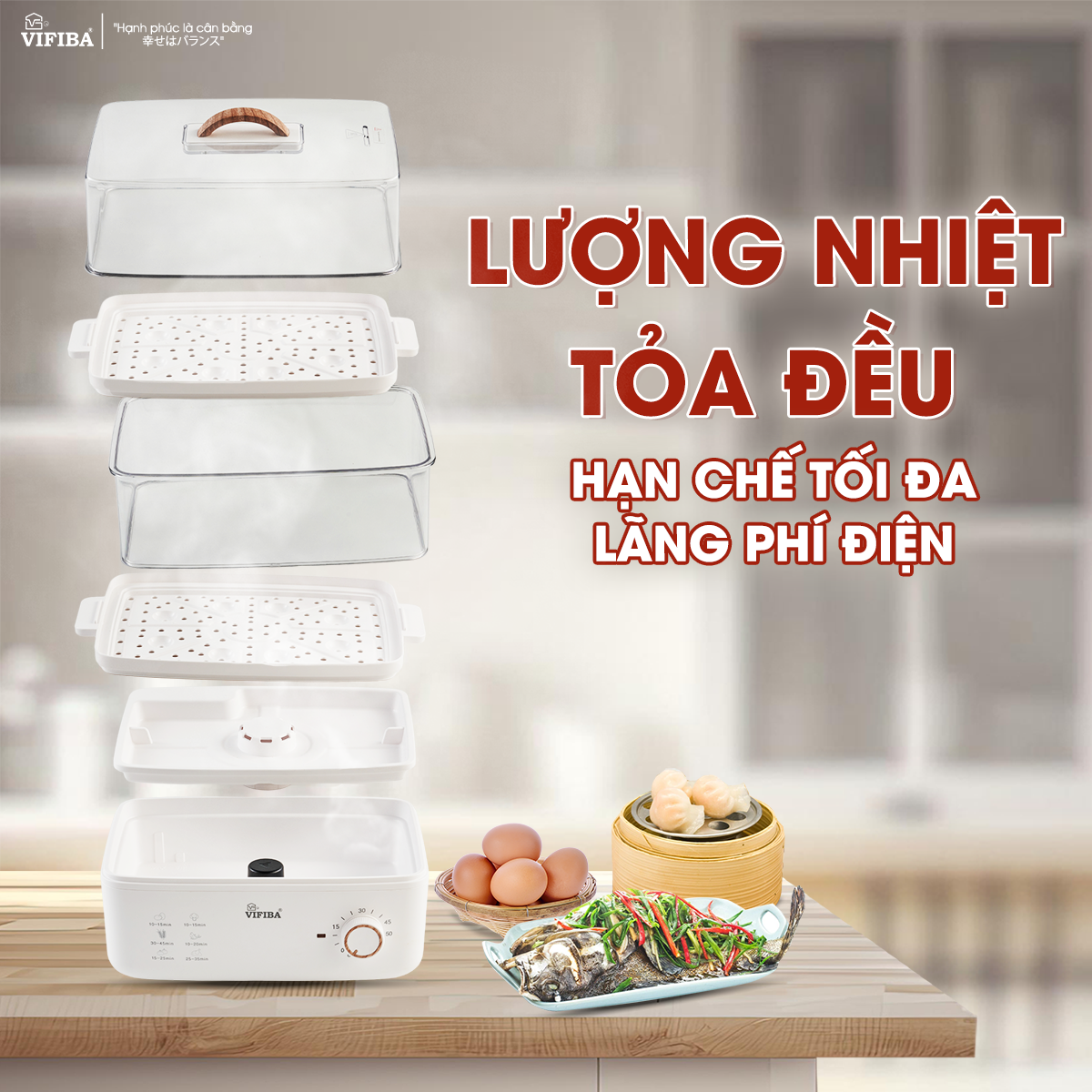 Mô tả NỒI HẤP THUỶ NHIỆT YOSHI VIFIBA - HẤP HẸN GIỜ - DUNG TÍCH 10L, Hấp Gà Nguyên Con 3kg - 3