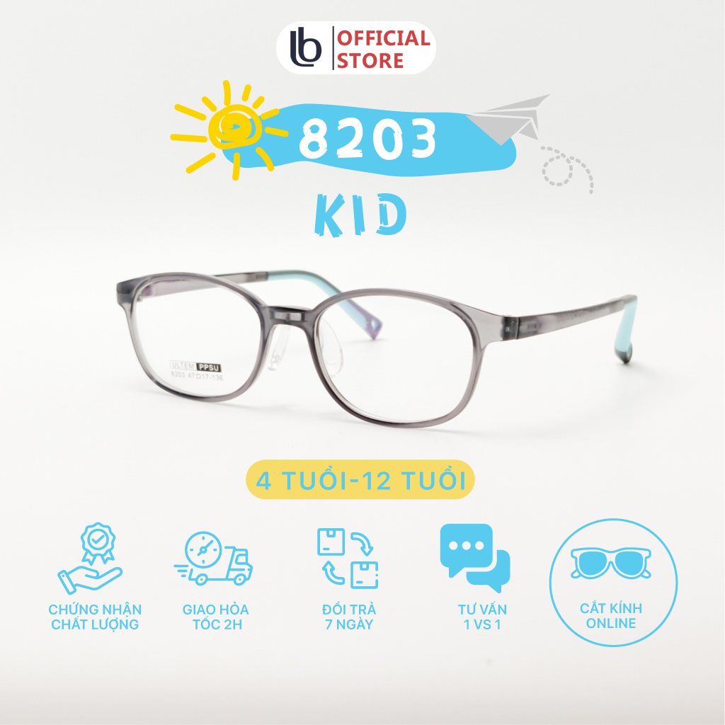G ng k nh tr em LB EYEWEAR 8203 m t k nh vu ng si u d o ch ng g y