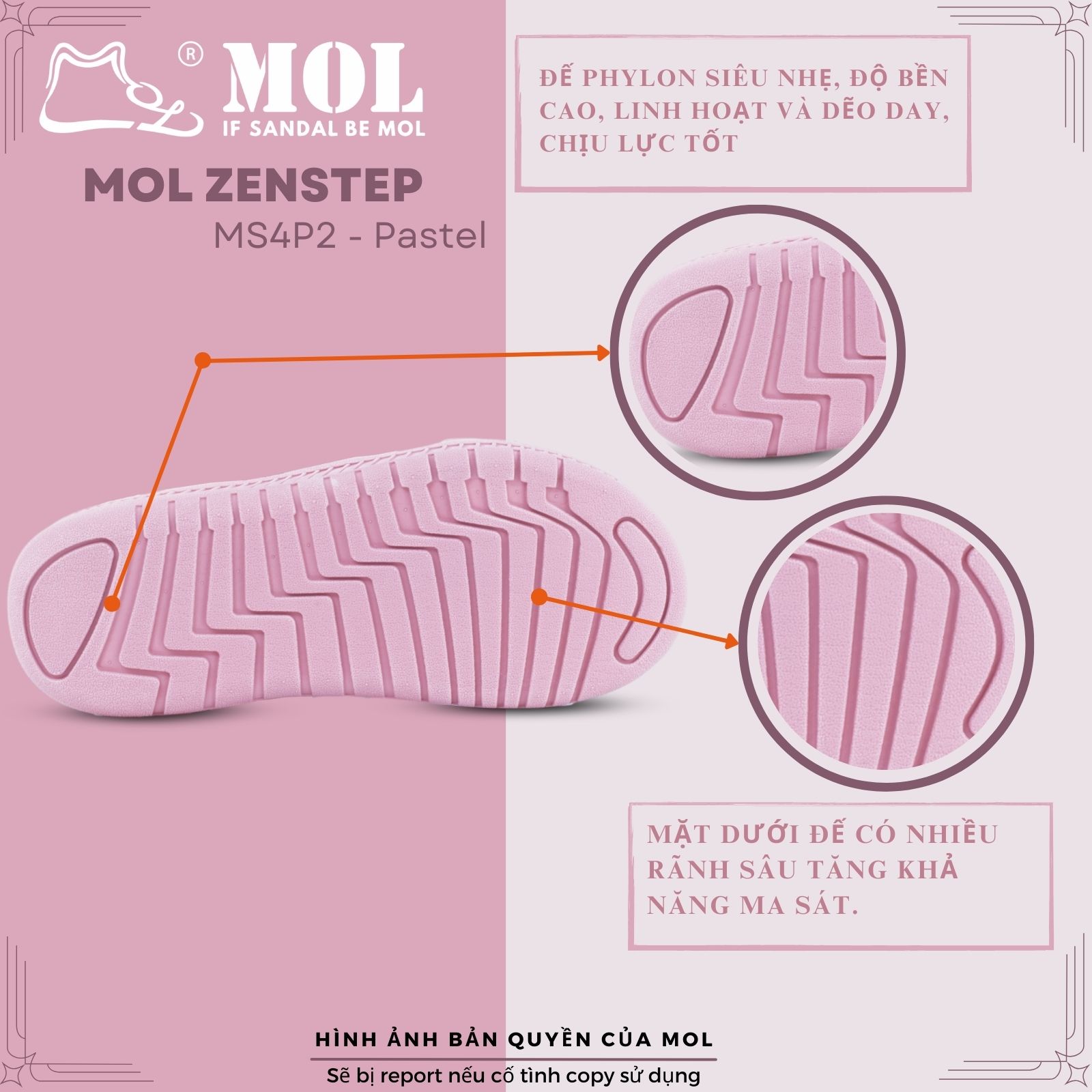 Mô tả Sandal MOL Zenstep nam nữ unisex MS4P2 3 quai ngang ( Form nhỏ, khách lưu ý lấy tăng 1 size) - 4