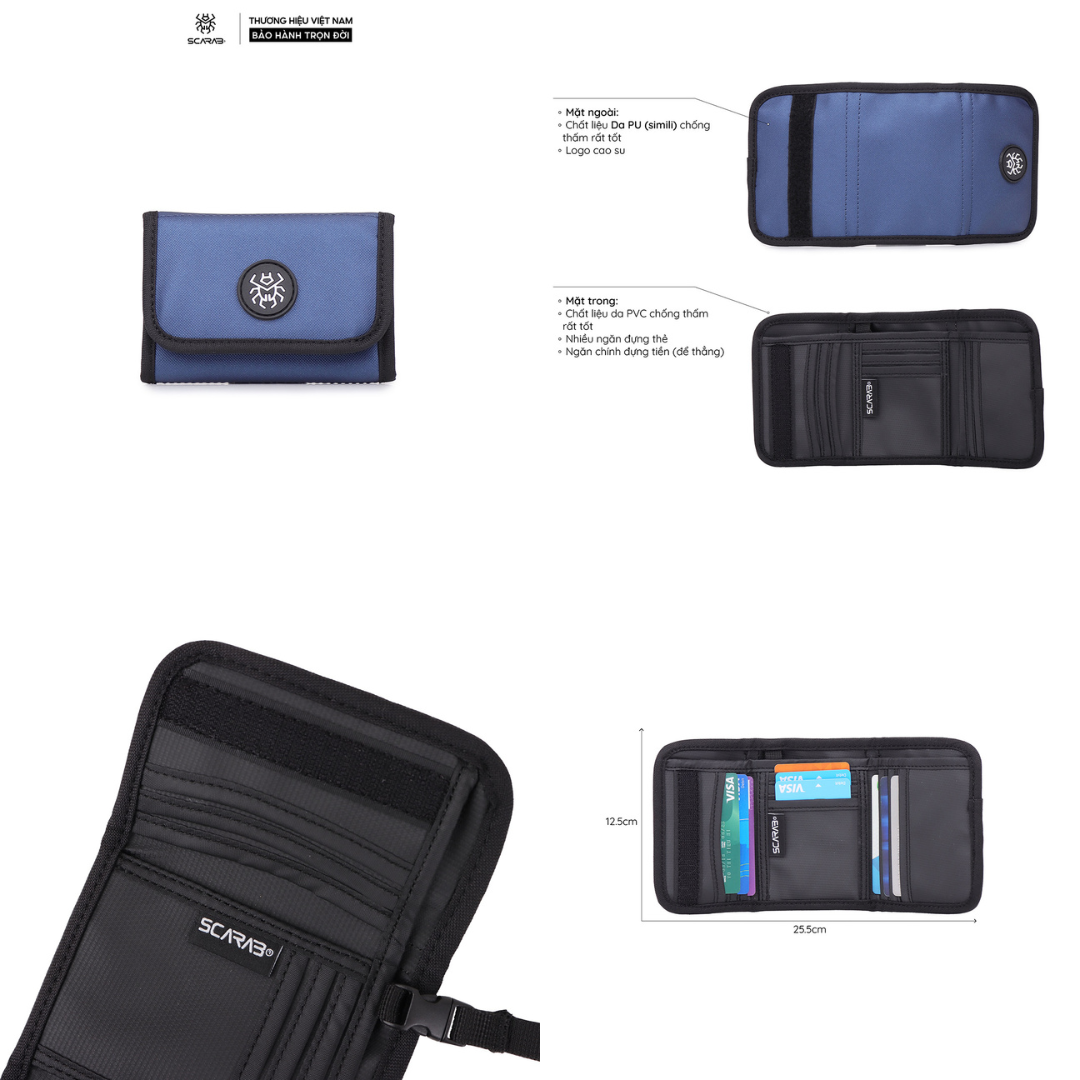 Mô tả Ví Gập Cầm Tay Daily Wallet Đựng Tiền Thẻ Nhỏ Gọn Tiện Dụng Chất Liệu PVC Chống Thấm Tốt_Bảo Hành Trọn Đời Scarab - 2