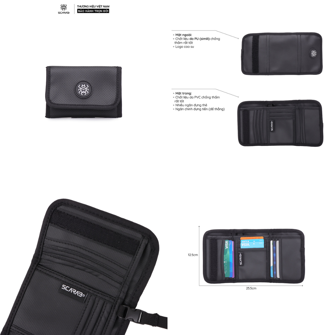 Mô tả Ví Gập Cầm Tay Daily Wallet Đựng Tiền Thẻ Nhỏ Gọn Tiện Dụng Chất Liệu PVC Chống Thấm Tốt_Bảo Hành Trọn Đời Scarab - 3