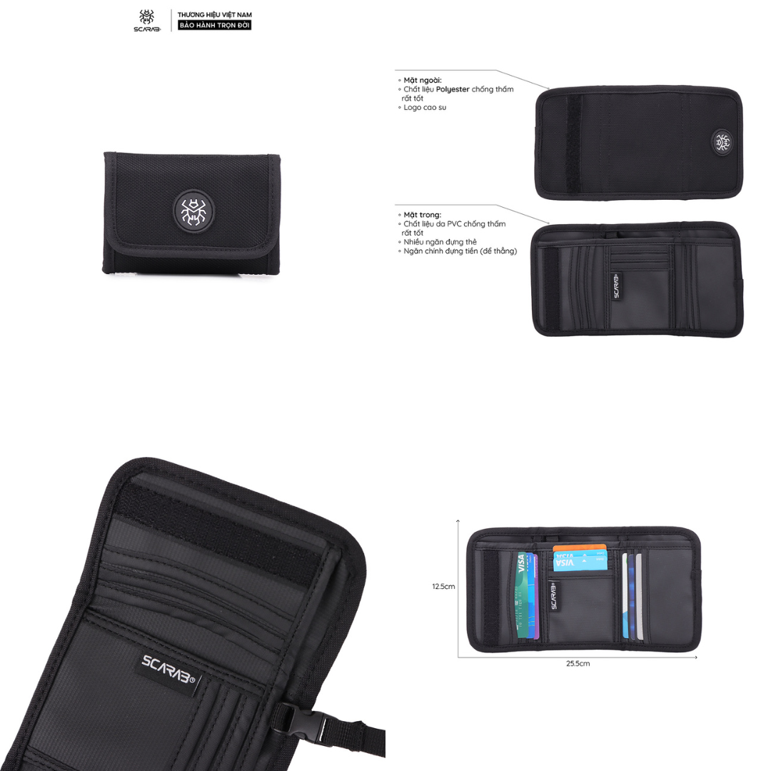 Mô tả Ví Gập Cầm Tay Daily Wallet Đựng Tiền Thẻ Nhỏ Gọn Tiện Dụng Chất Liệu PVC Chống Thấm Tốt_Bảo Hành Trọn Đời Scarab - 4