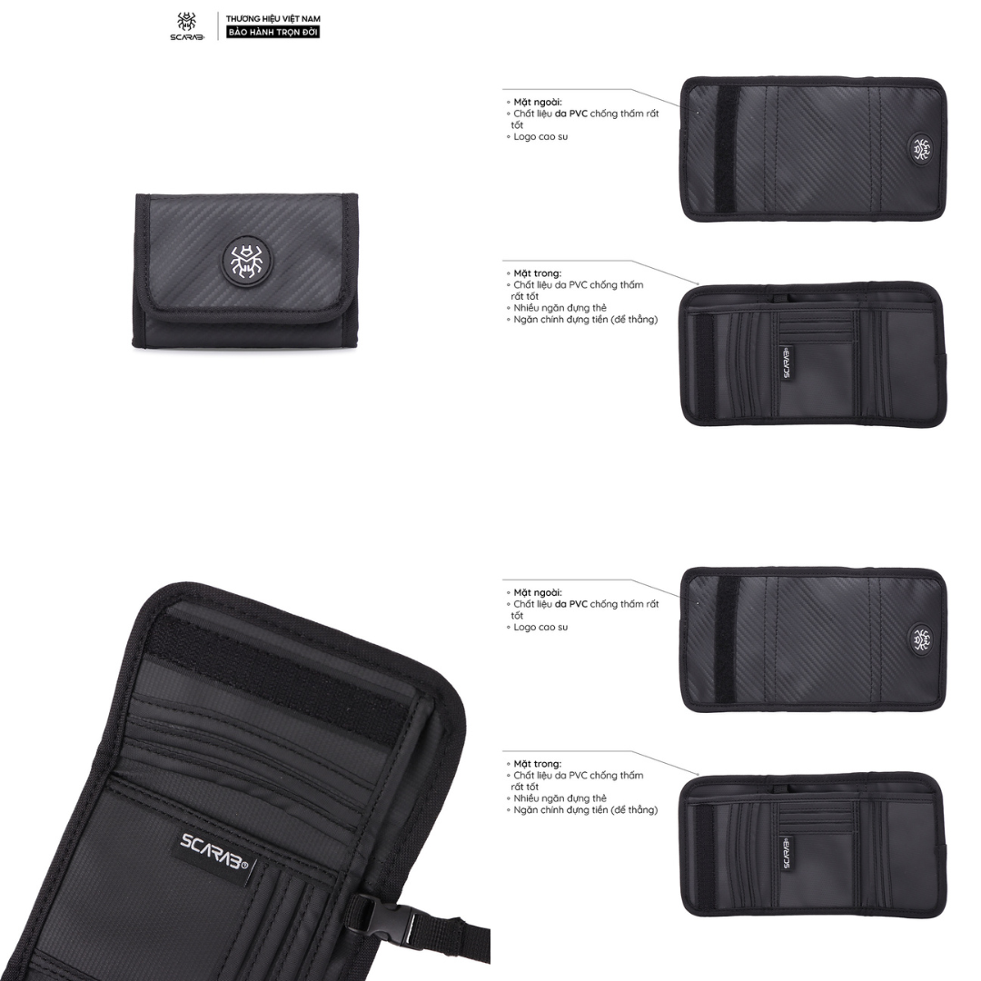 Mô tả Ví Gập Cầm Tay Daily Wallet Đựng Tiền Thẻ Nhỏ Gọn Tiện Dụng Chất Liệu PVC Chống Thấm Tốt_Bảo Hành Trọn Đời Scarab - 5