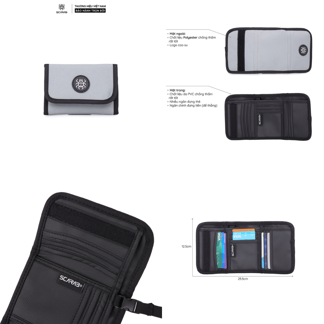 Mô tả Ví Gập Cầm Tay Daily Wallet Đựng Tiền Thẻ Nhỏ Gọn Tiện Dụng Chất Liệu PVC Chống Thấm Tốt_Bảo Hành Trọn Đời Scarab - 6