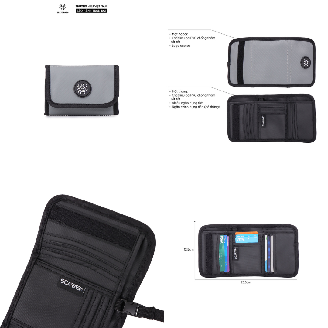 Mô tả Ví Gập Cầm Tay Daily Wallet Đựng Tiền Thẻ Nhỏ Gọn Tiện Dụng Chất Liệu PVC Chống Thấm Tốt_Bảo Hành Trọn Đời Scarab - 7