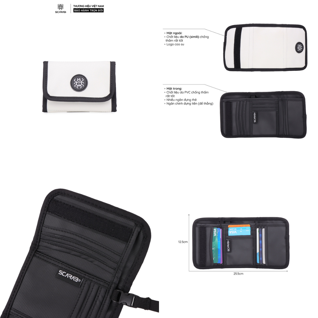 Mô tả Ví Gập Cầm Tay Daily Wallet Đựng Tiền Thẻ Nhỏ Gọn Tiện Dụng Chất Liệu PVC Chống Thấm Tốt_Bảo Hành Trọn Đời Scarab - 9