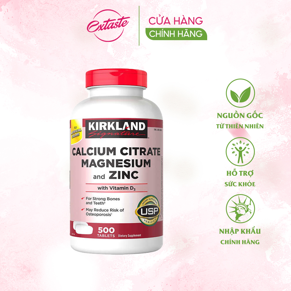 Mô tả Viên uống chắc xương Kirkland Signature Calcium Citrate Magnesium And Zinc 500mg hộp 500 v Extaste - 1