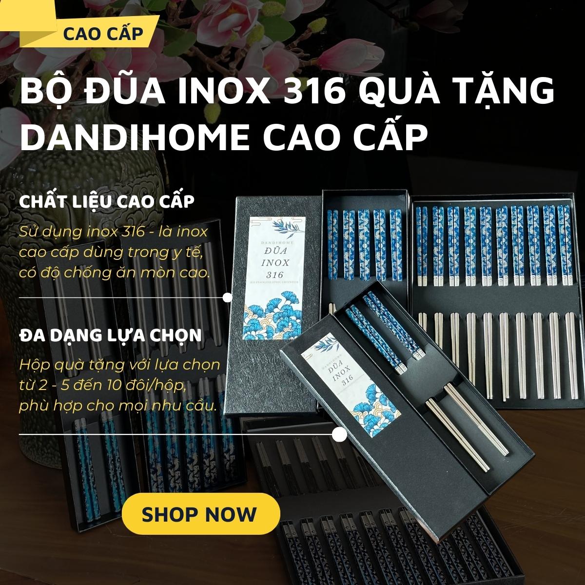 Mô tả Bộ đũa inox 316 quà tặng DandiHome cao cấp mạ Titanium Plated - 1