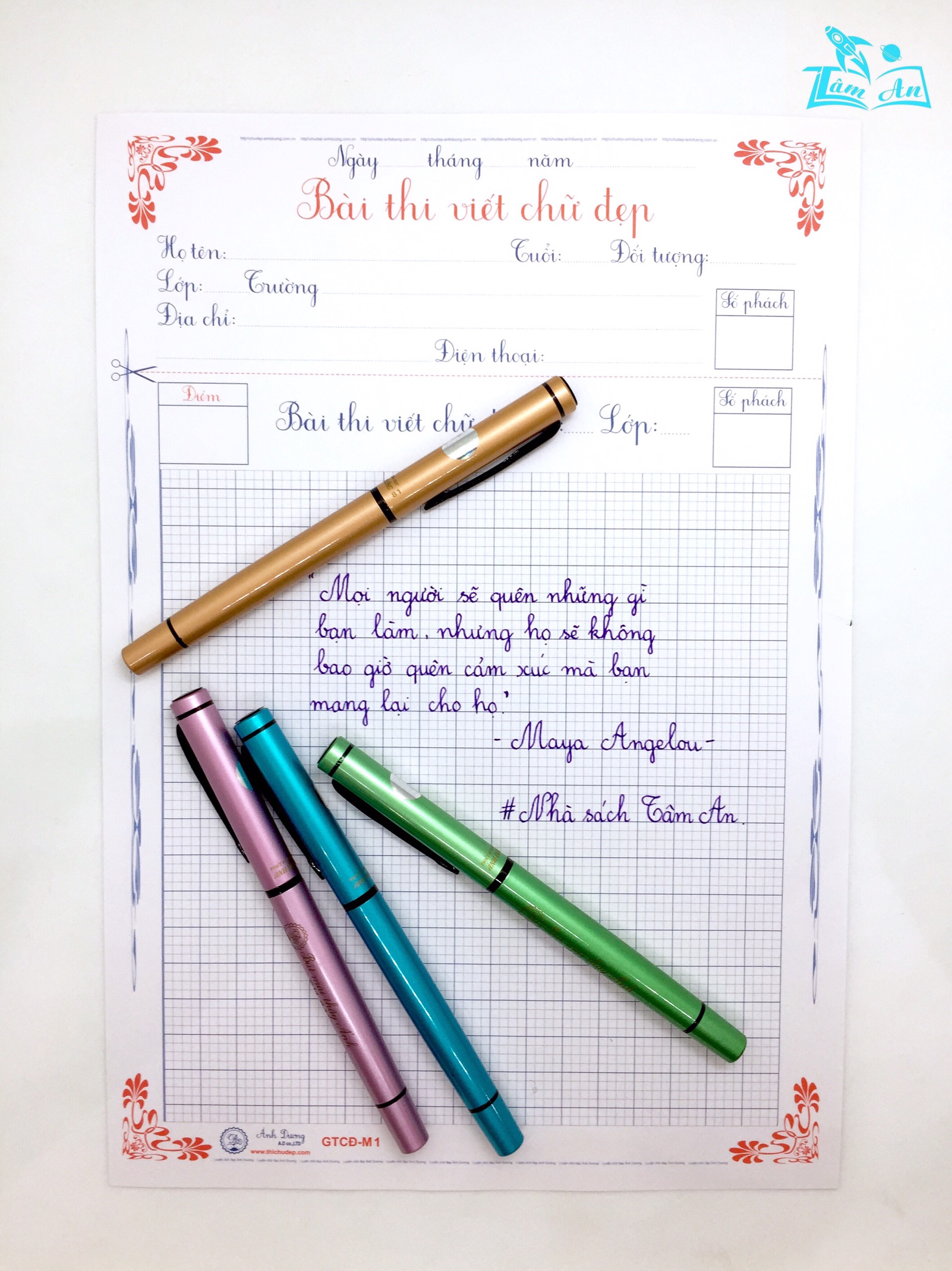 Mô tả Bút mài thầy ánh SH081 dòng bút calligraphy ngòi S không gỉ, nét chữ thanh mảnh - Nhà Sách Tâm An - 3