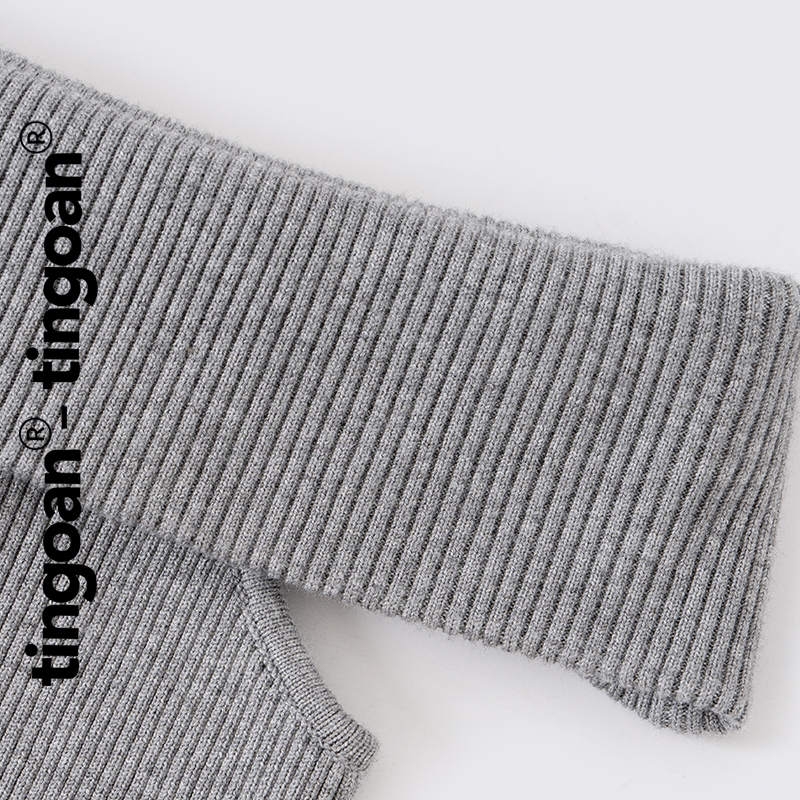 Mô tả TINGOAN® - Áo len xù xám trễ vai ngang NINGNING TOP/GR PHIÊN BẢN MỚI NHẤT T6/2024 - 4