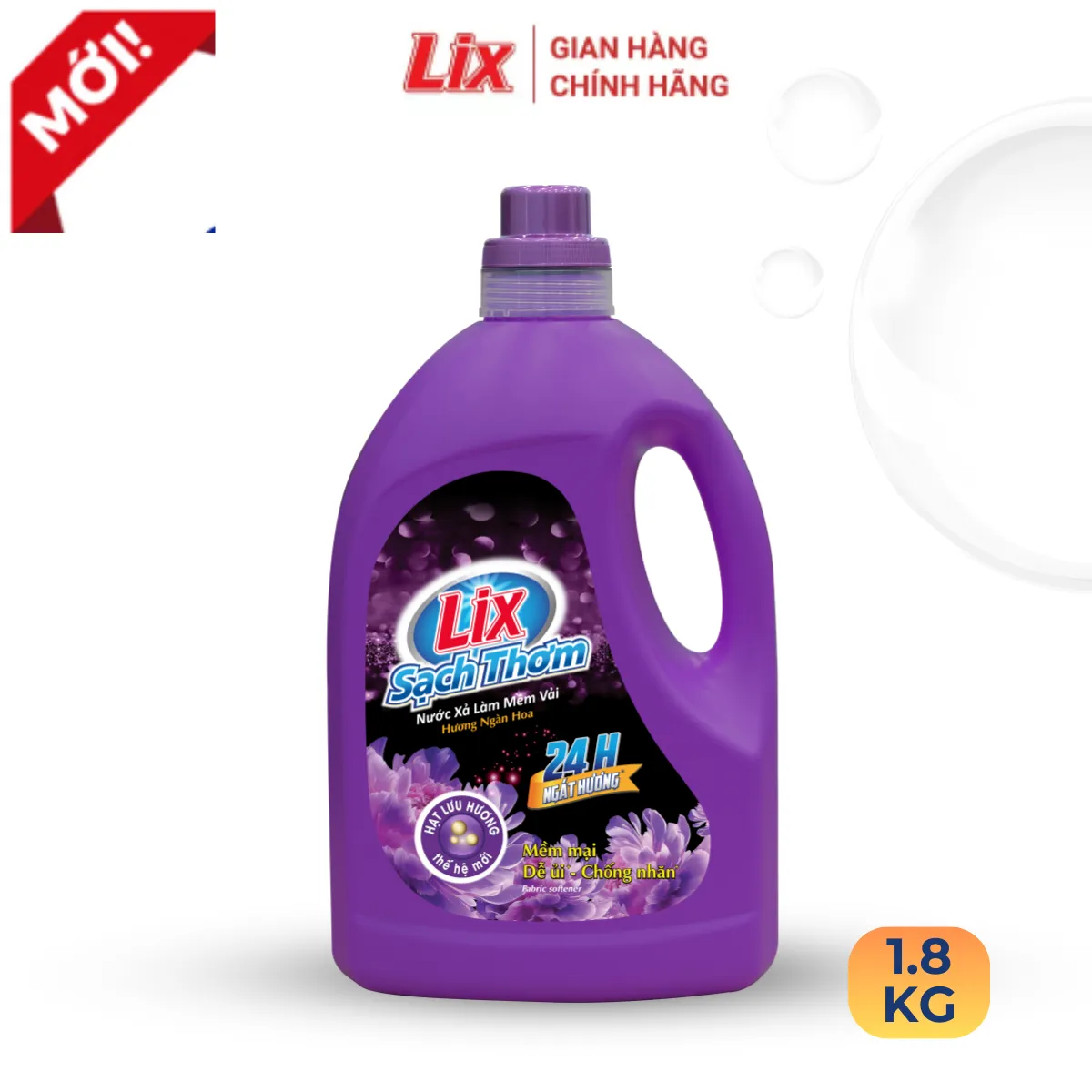 Mô tả Nước xả làm mềm vải Lix sạch thơm hương ngàn hoa túi 1,8/ 2,2L - Nước xả hạt lưu hương thơm lâu thấm sâu sợi vải - Lixco - 4