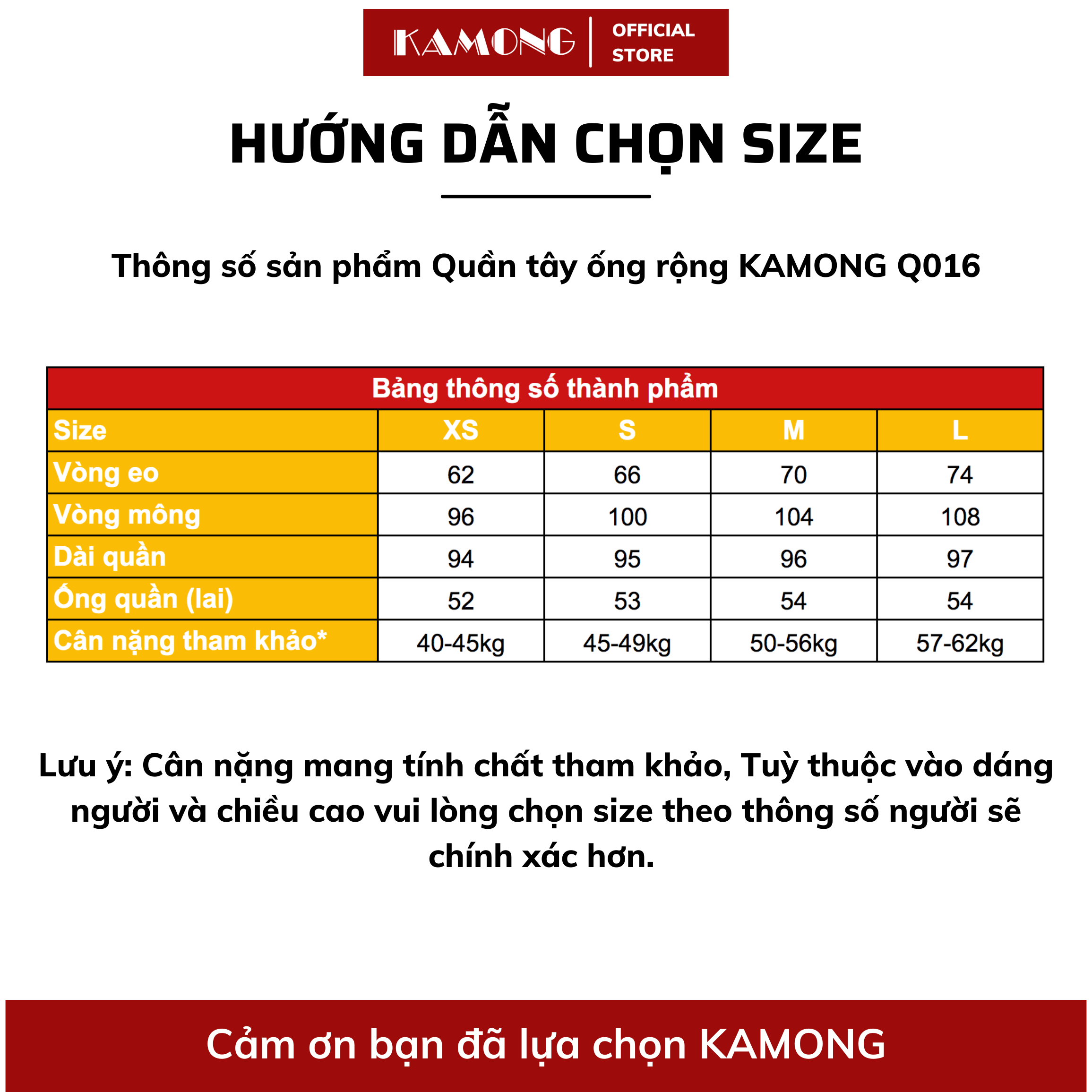 Mô tả Quần tây ống rộng KAMONG dáng suông dây kéo công sở Q016 - 1
