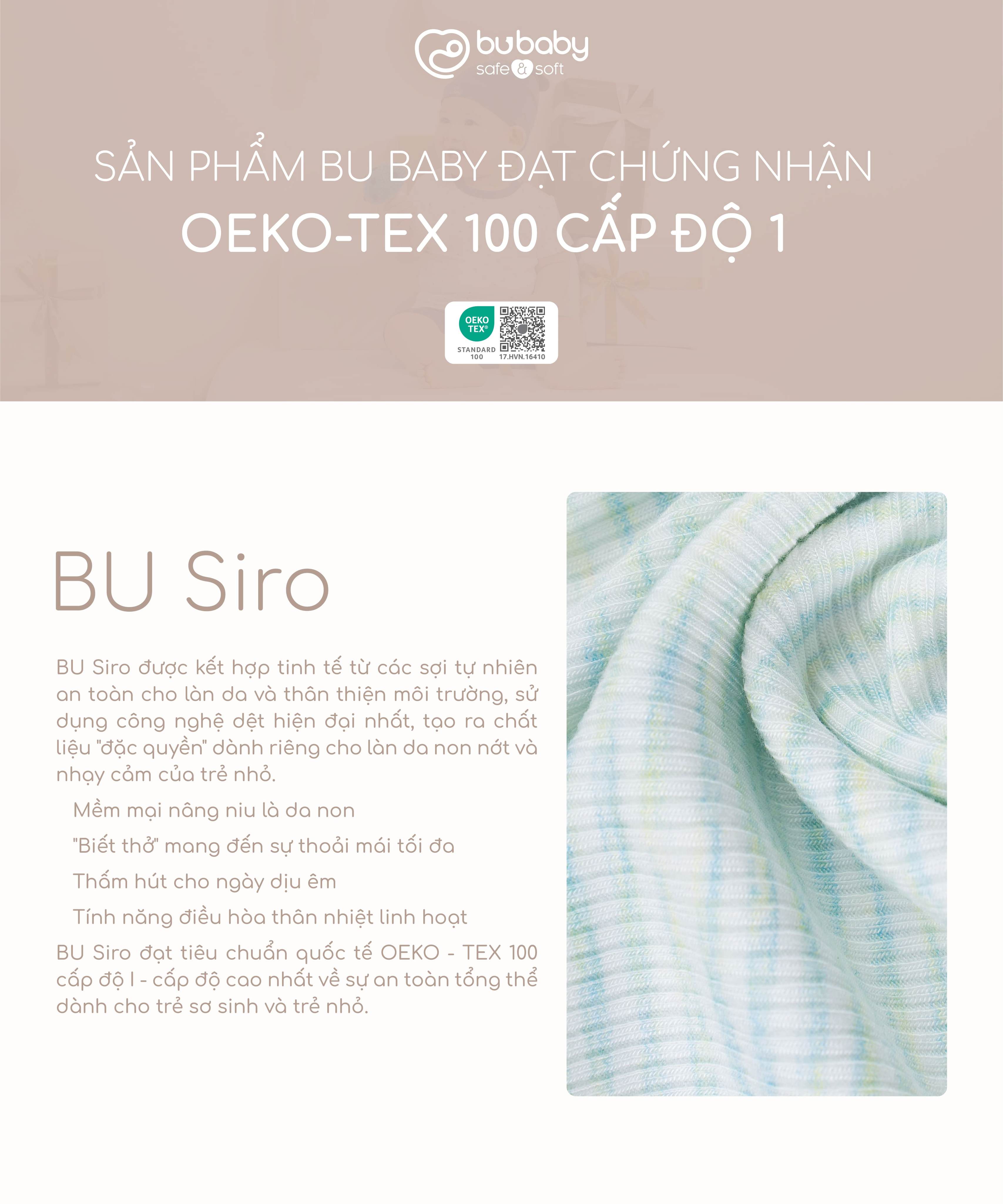 Mô tả Bộ dài tay cài chéo Stripy cho bé trai bé gái sơ sinh - Siro BSR1108ST | Quần áo BU Baby chính hãng - 1
