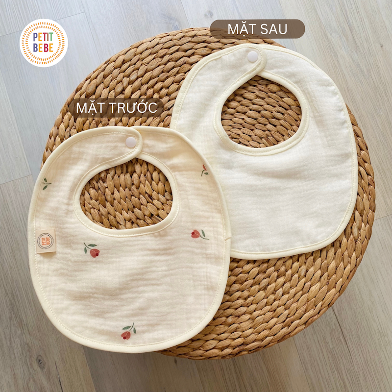 Mô tả Yếm ăn dặm muslin 6 lớp PETIT BEBE cho bé trai bé gái - 3