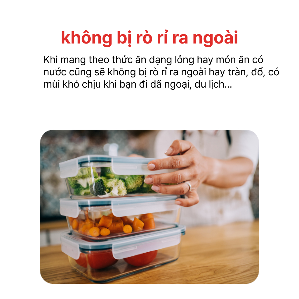 Mô tả Bộ 2 hộp thủy tinh Hình chữ nhật 370ml + kèm túi giữ nhiệt HAPPYCOOK, HCG-02R - 6