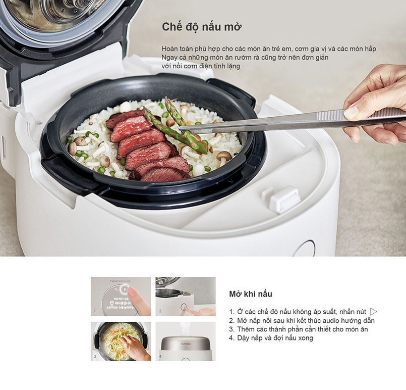 Nồi cơm điện áp suất cao tần IH Cuckoo CRP-NHTR1010FGW 1.8L