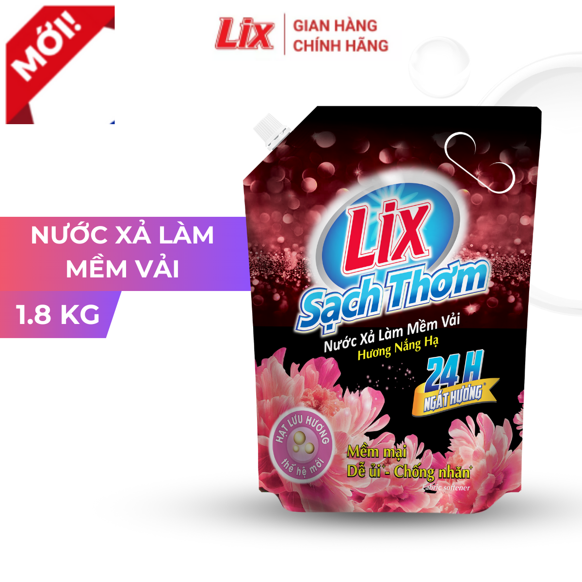 Mô tả Nước xả làm mềm vải Lix sạch thơm hương nắng hạ 1,8/ 2,2L/ 3,2L - Nước xả hạt lưu hương thơm trên sợi vải - Lixco - 2