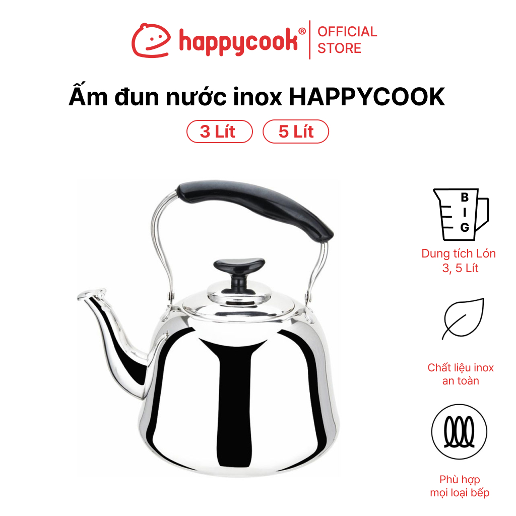 Mô tả Ấm đun nước inox 3L, 5L, HAPPYCOOK - 1