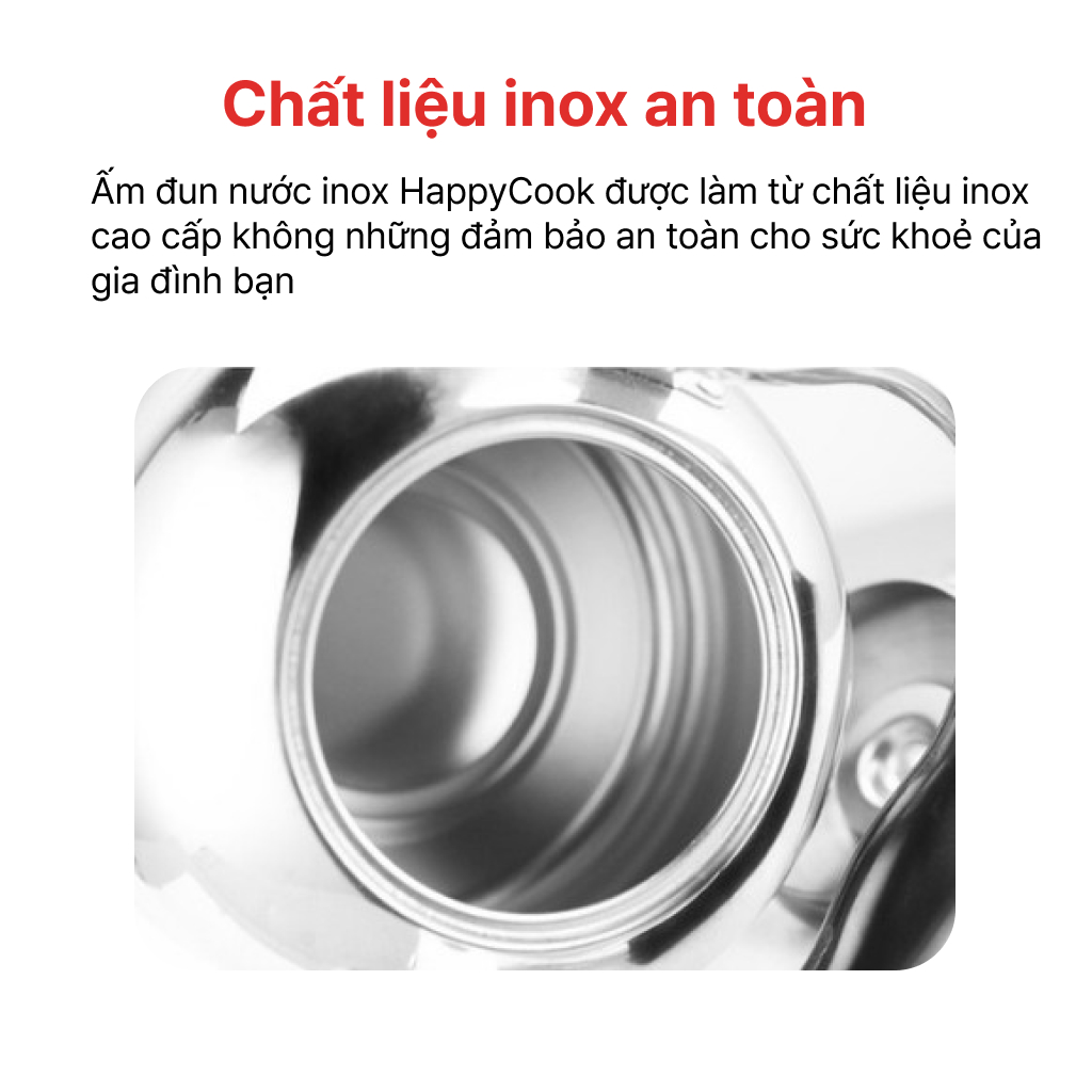 Mô tả Ấm đun nước inox 3L, 5L, HAPPYCOOK - 3