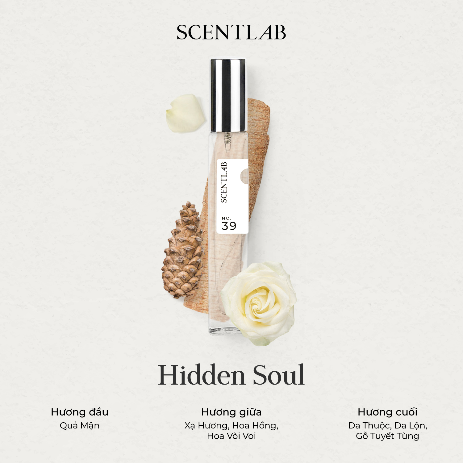 Mô tả Nước hoa nữ SCENTLAB No.39 mùi hương nhẹ nhàng Hidden Soul tinh dầu thơm lâu, hương hoa cỏ mini 10ml - 1