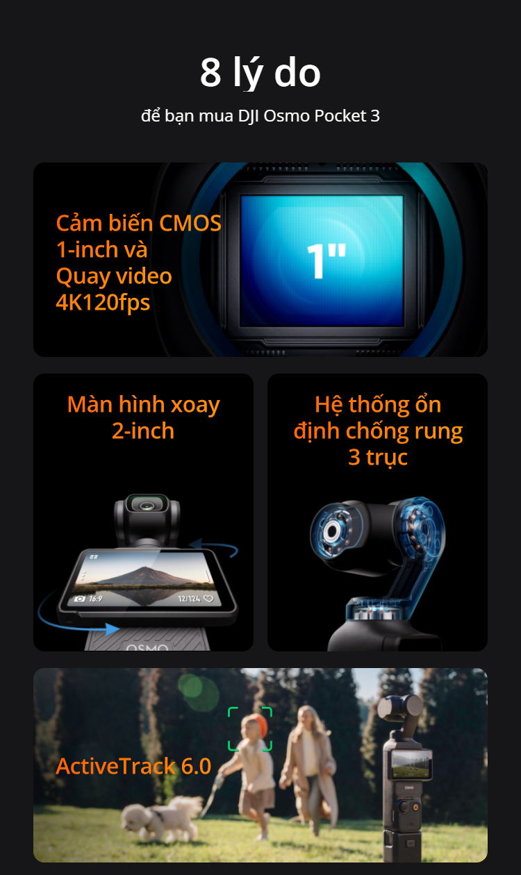 Mô tả Camera DJI Pocket 3 cầm tay bỏ túi nhỏ gọn, quay video vlog sắc nét 4K 120fps (DJI OP 3) - 1
