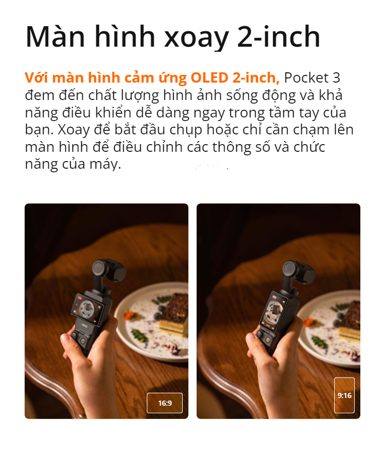 Mô tả Camera DJI Pocket 3 cầm tay bỏ túi nhỏ gọn, quay video vlog sắc nét 4K 120fps (DJI OP 3) - 7