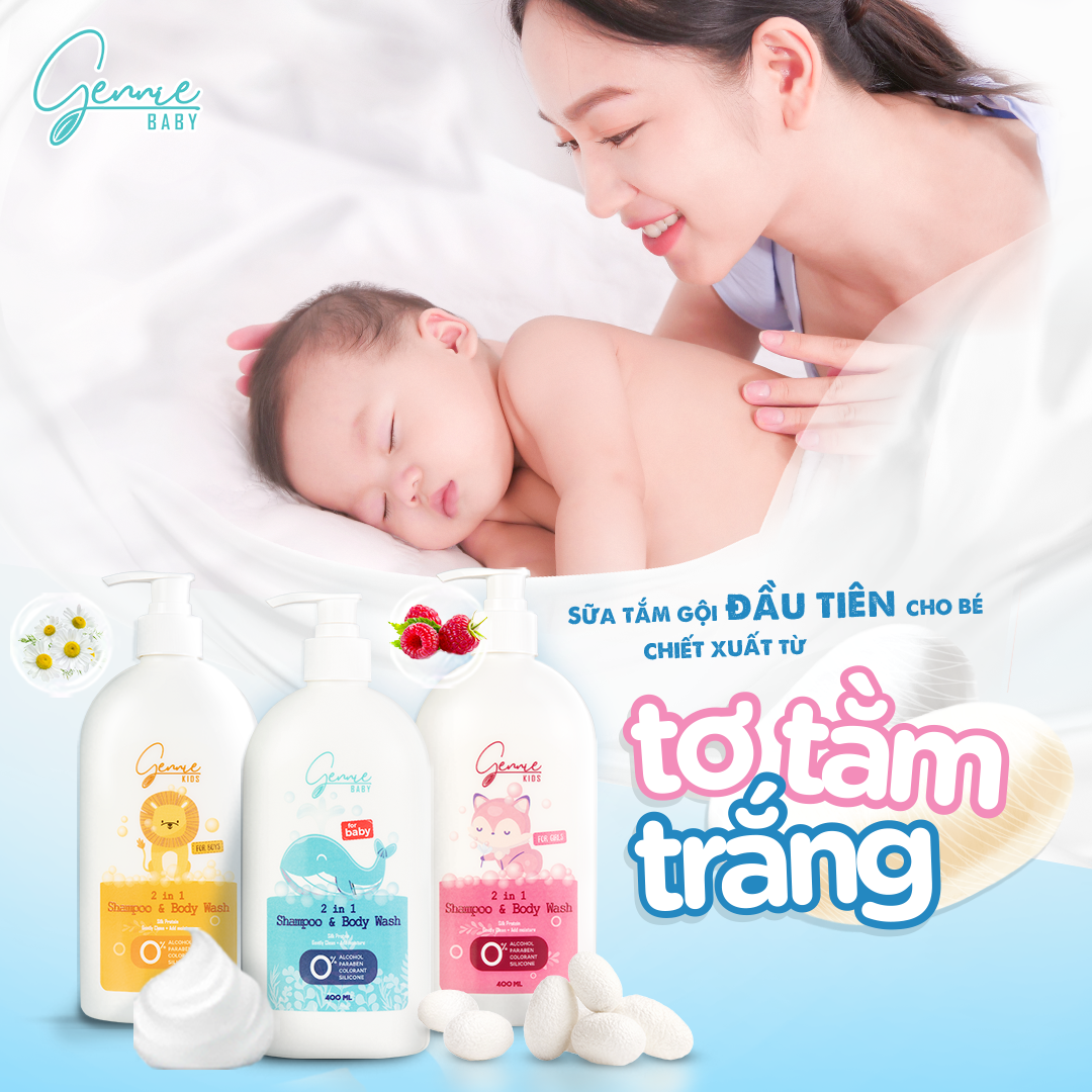 Mô tả Sữa tắm gội 2 trong 1 Gennie Baby 400ml chính hãng - 1